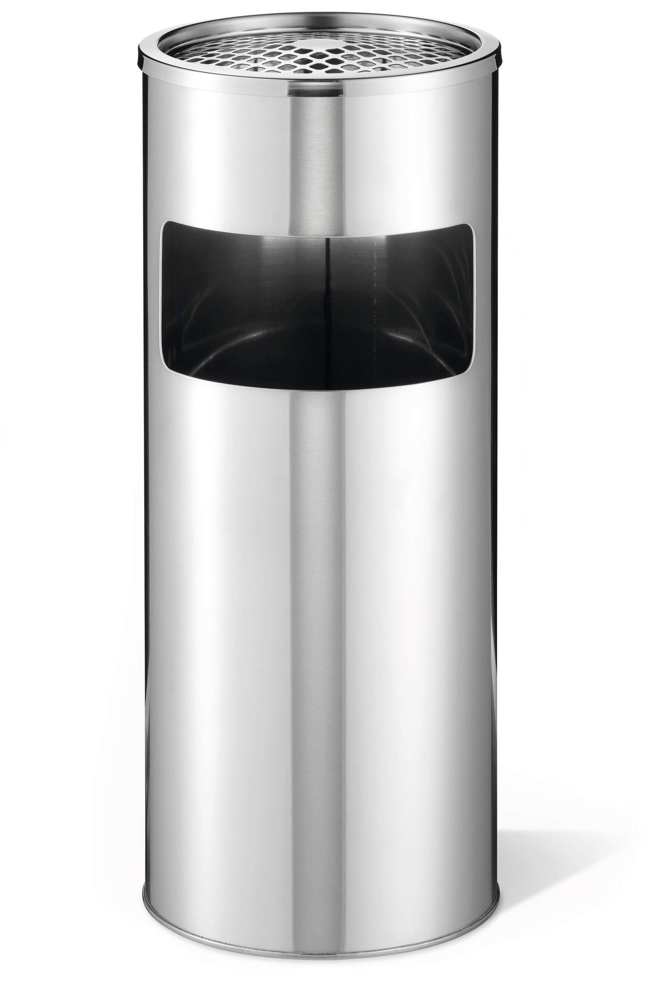 337323_1 Durable Round Ashtray Bin 17L Silver - Image 1