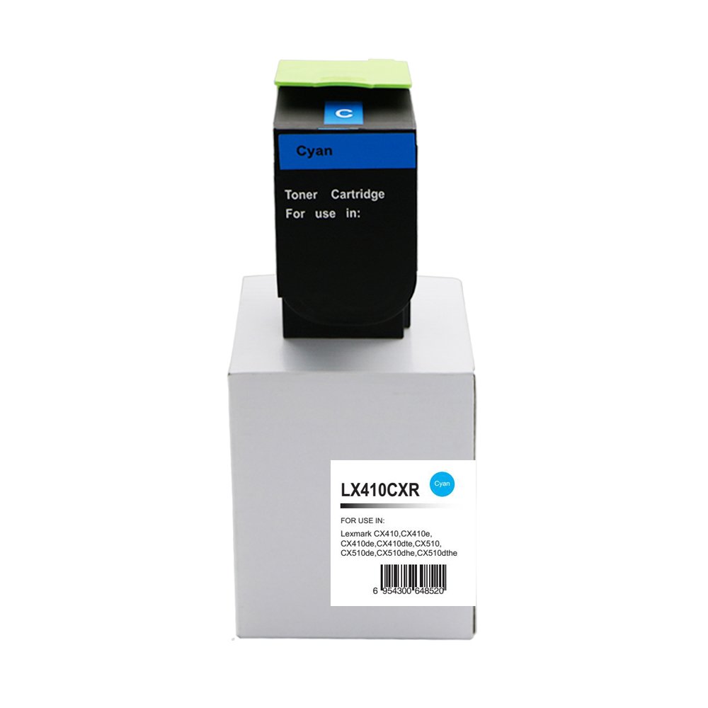 35130807 Reman Lexmark CX410 Hi Yld Cyan Toner 80C2HC0 802HC - Image 1