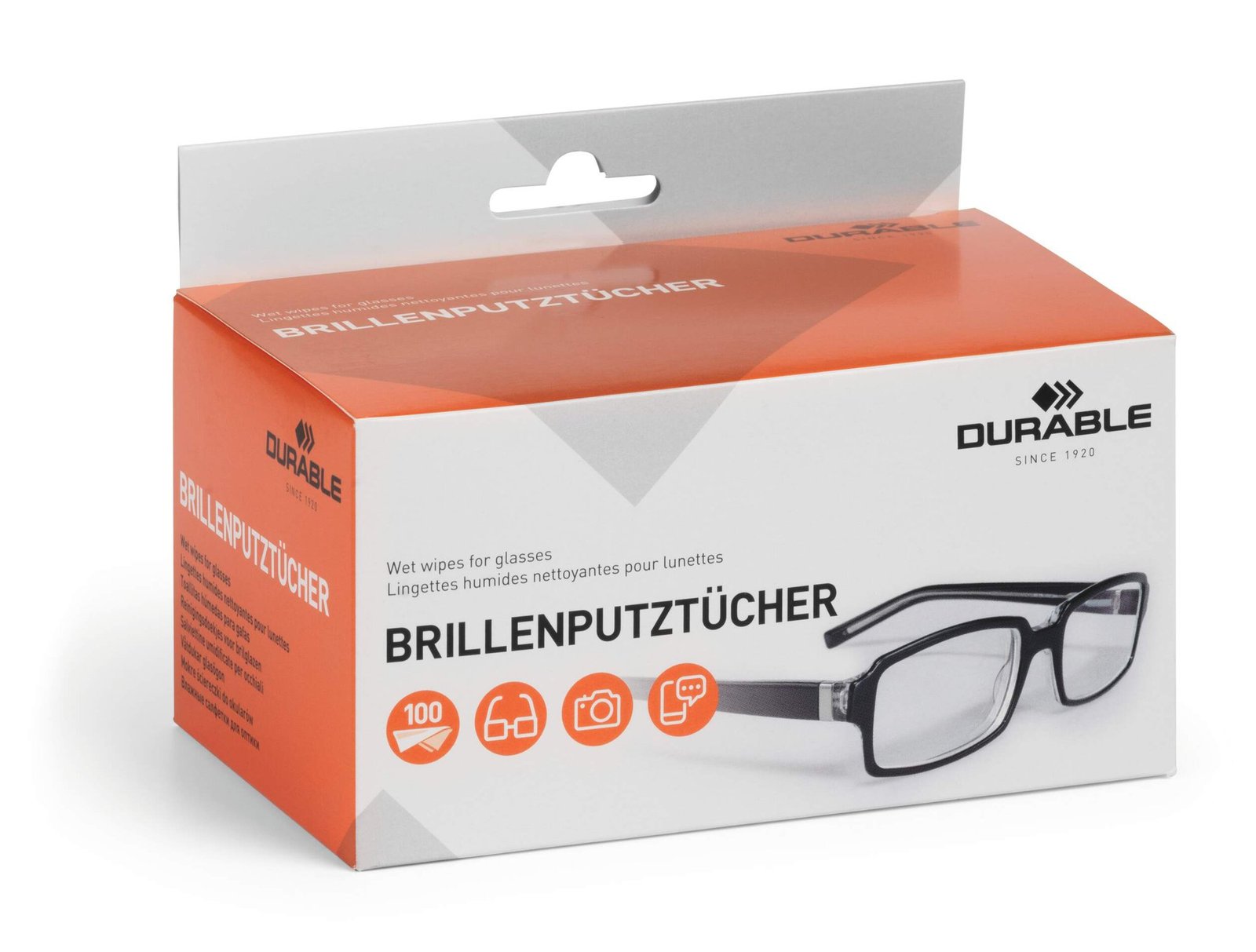 585302_1 Durable Glasses Wipes 100 Sachets (100) - Image 1