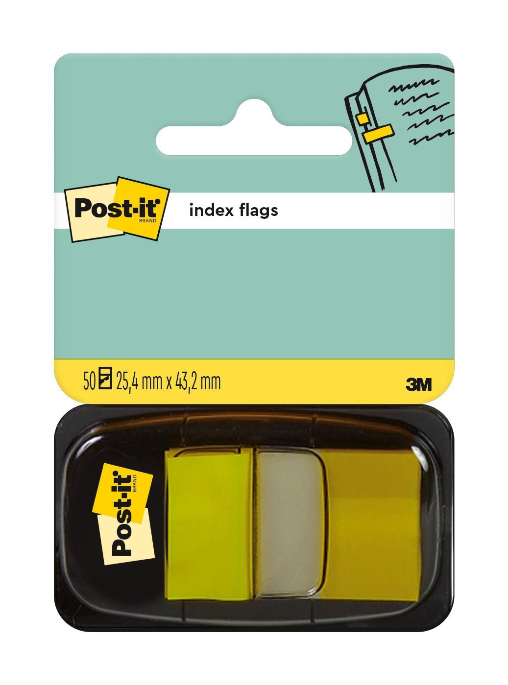 62f620b39be4cee44b5f731a6d64a869eeb1f031 Post-it® Index Flags Medium Yellow 25.4 mm x 43.2 mm 50 Flags/Dispenser 1 Dispenser/Pack - Image 1