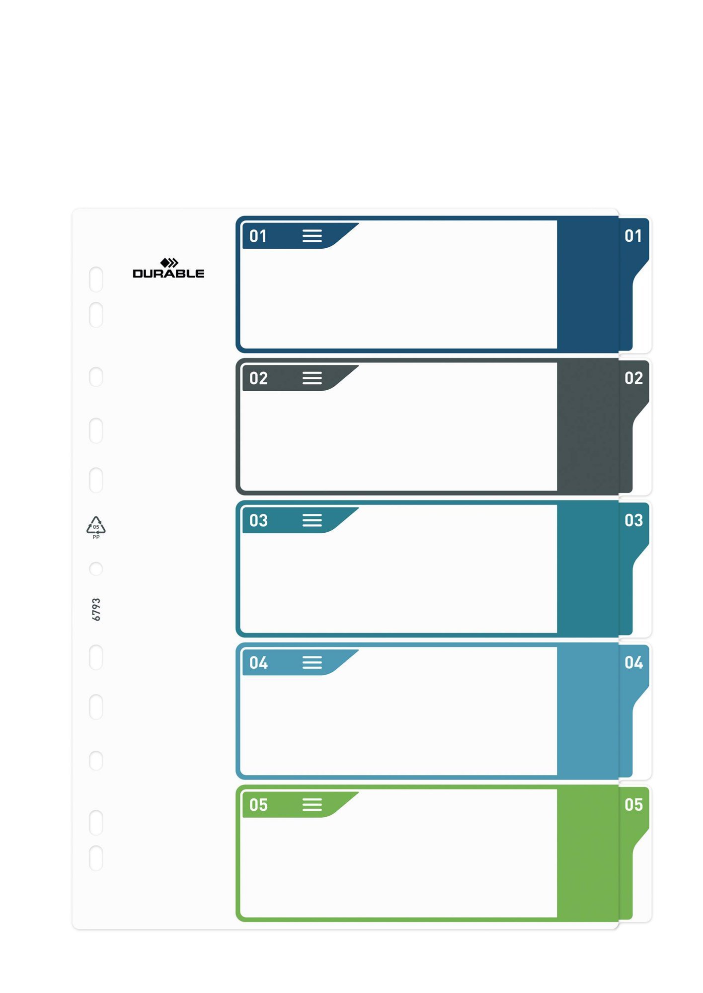 679327_1 Durable 5 Part Numbered Index Divider - Image 1