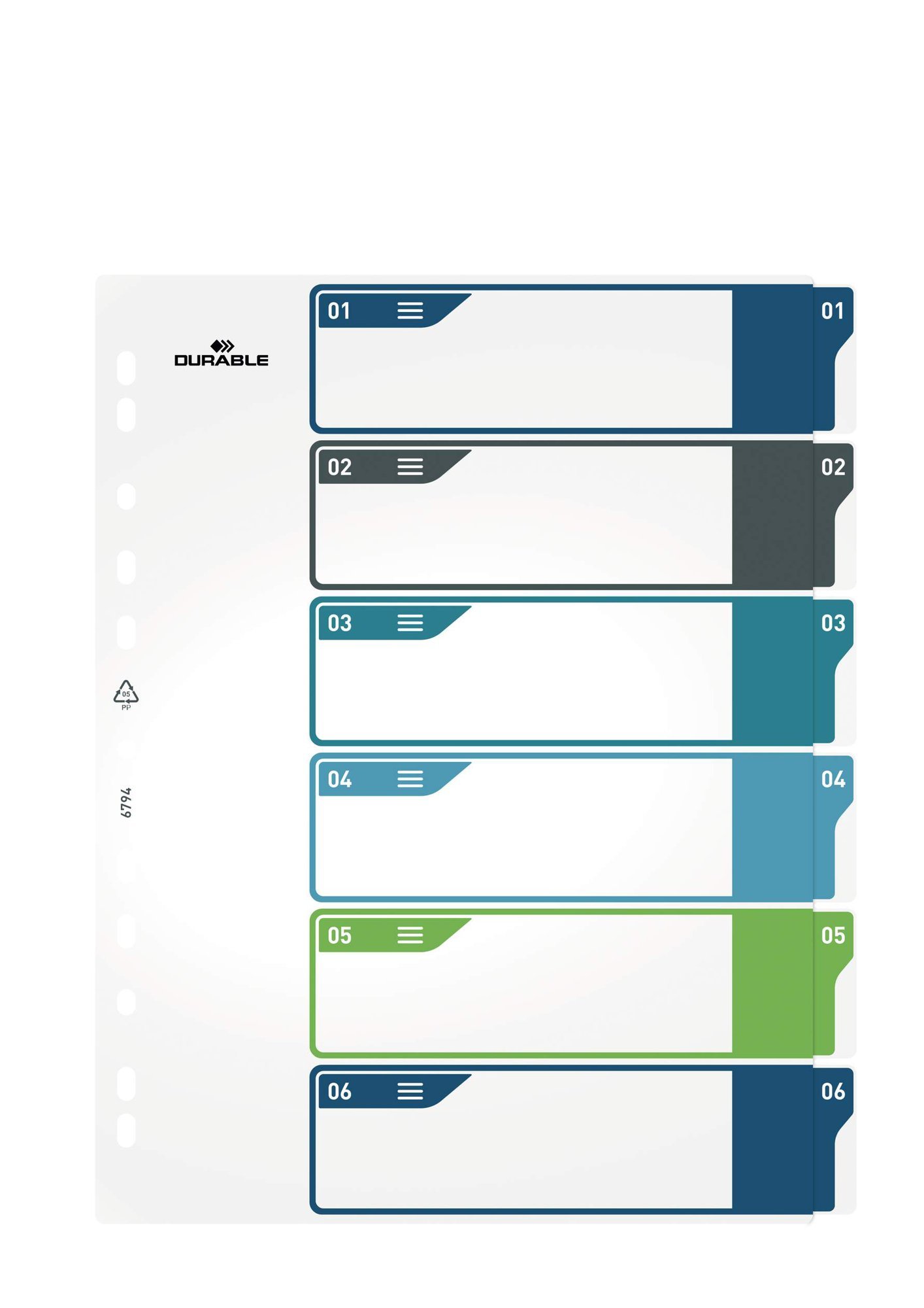 679427_1 Durable 6 Part Numbered Index Divider - Image 1