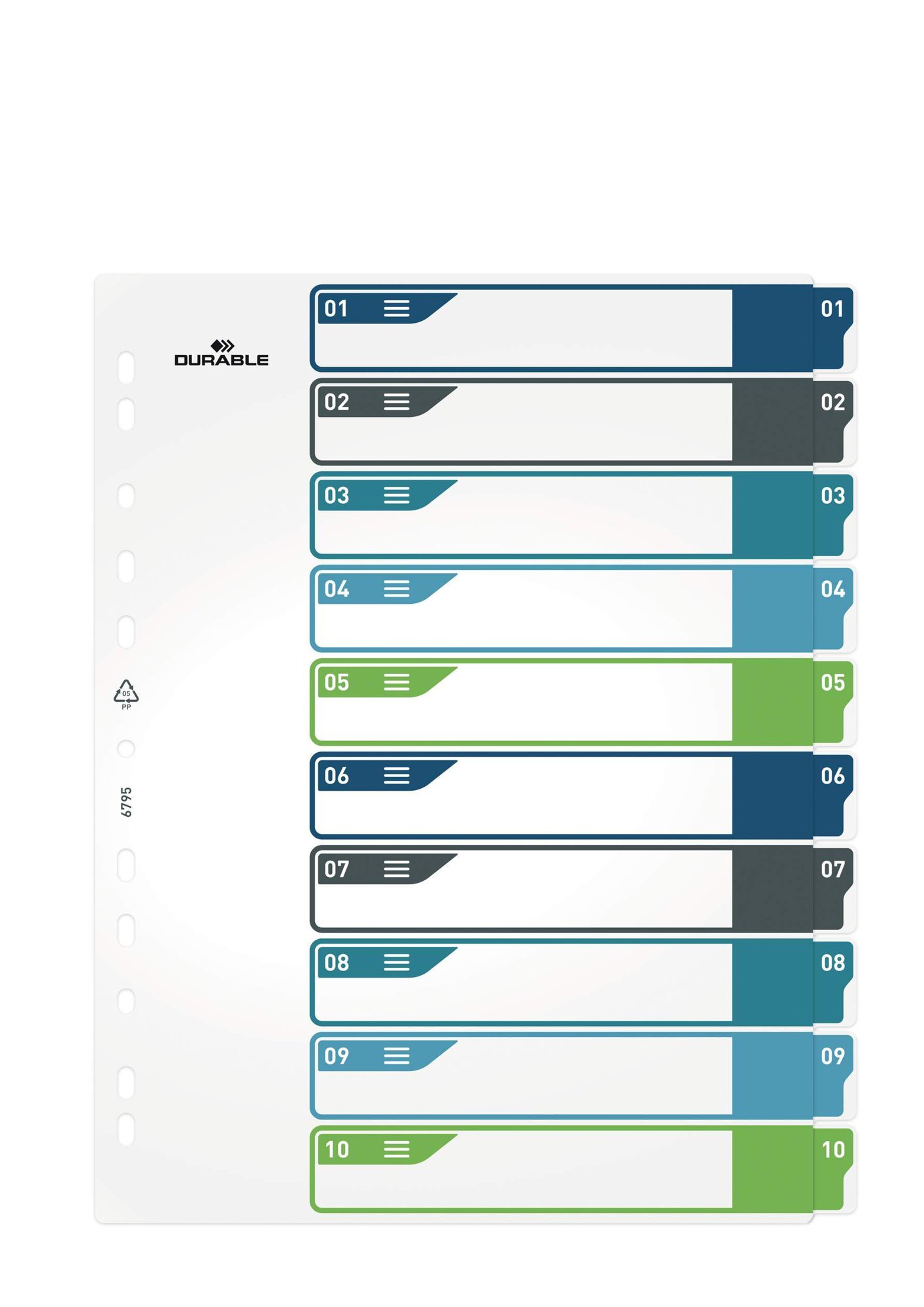 679527_1 Durable 10 Part Numbered Index Divider - Image 1