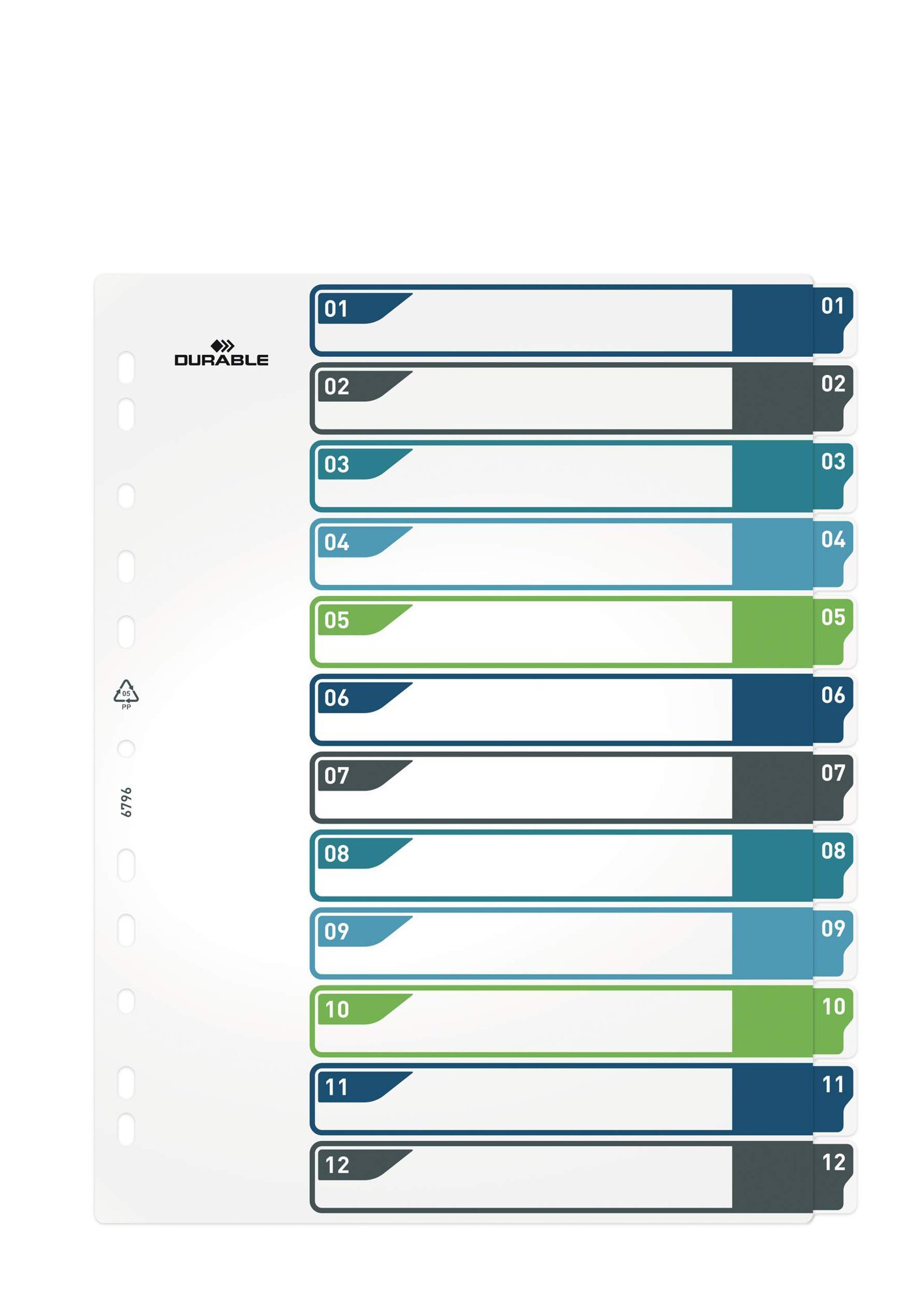 679627_1 Durable 12 Part Numbered Index Divider - Image 1