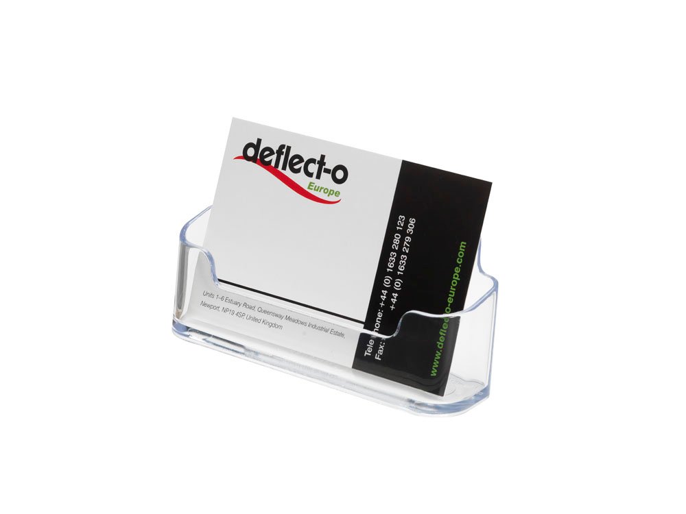 70101 Deflecto Single Landscape Business Card Holder Crystal - Image 1