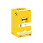 Post-itÂ® Z-Notes Canary Yellow 76 mm x 76 mm 100 Sheets/Pad 12 Pads/Pack Cardboard Pack 100% PEFC SGSCH-PEFC-COC-110078