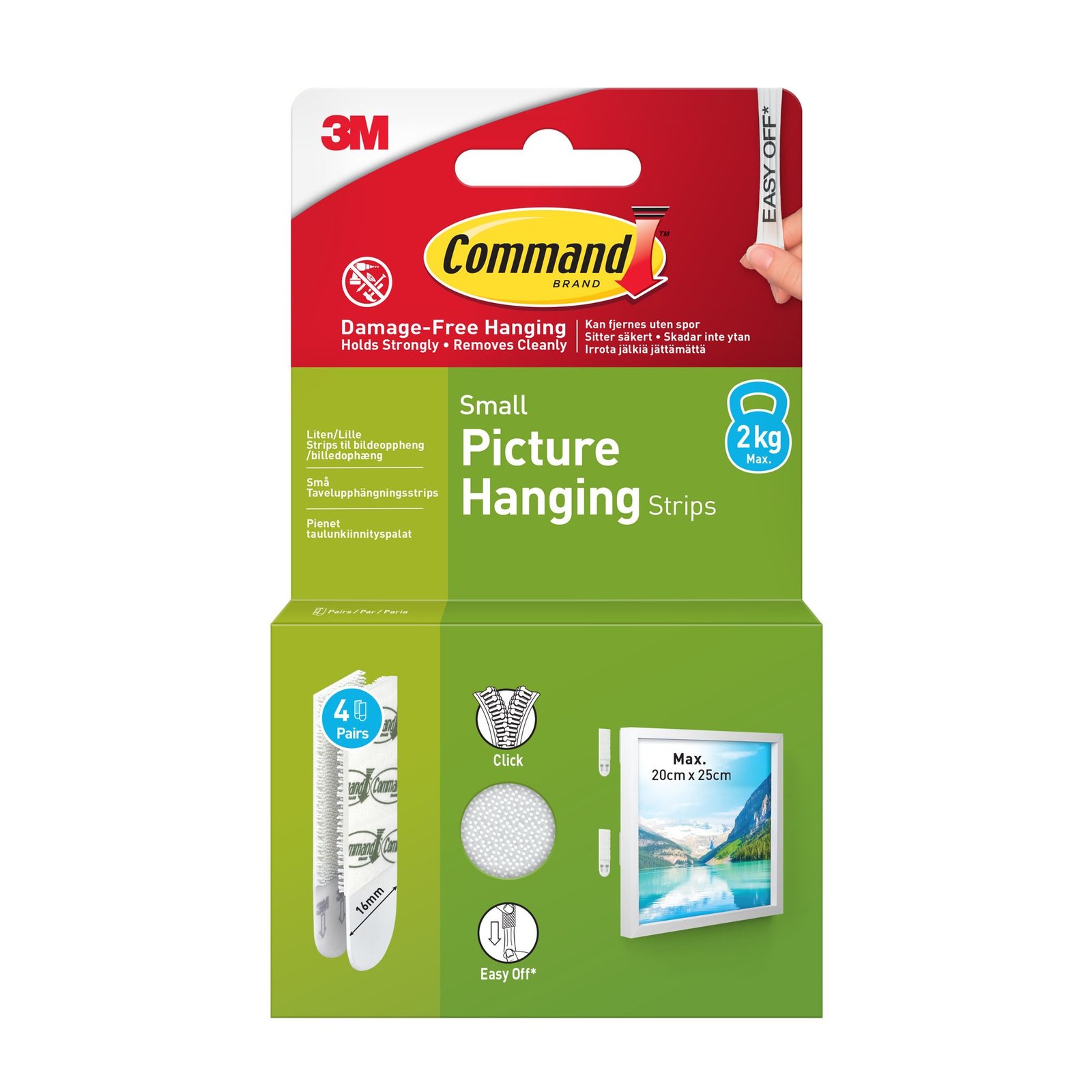 fddffe59258a5c5857e858fb1df0704b5d7cdacf Commandâ„¢ Picture Hanging Strips 17202WHI-4-UKN White Small 4 Pairs (8 Strips) - Image 1