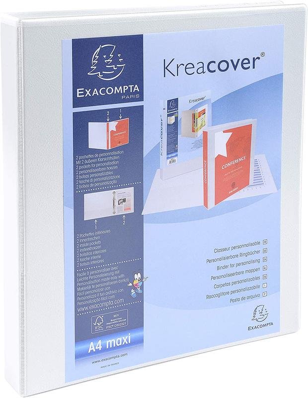 fus_599397 Exacompta Kreacover 16mm Ring Binder 4 Rings A4+ White - Pack of 10 - Image 1