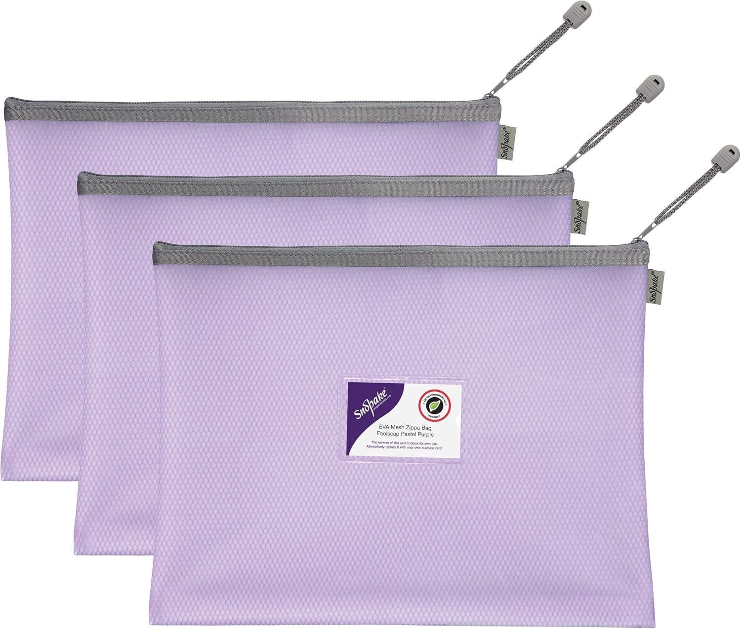 fus_975943 Snopake EVA Pastel Mesh HC Foolscap Zippa Bag - Purple- 3 Bags - Image 1