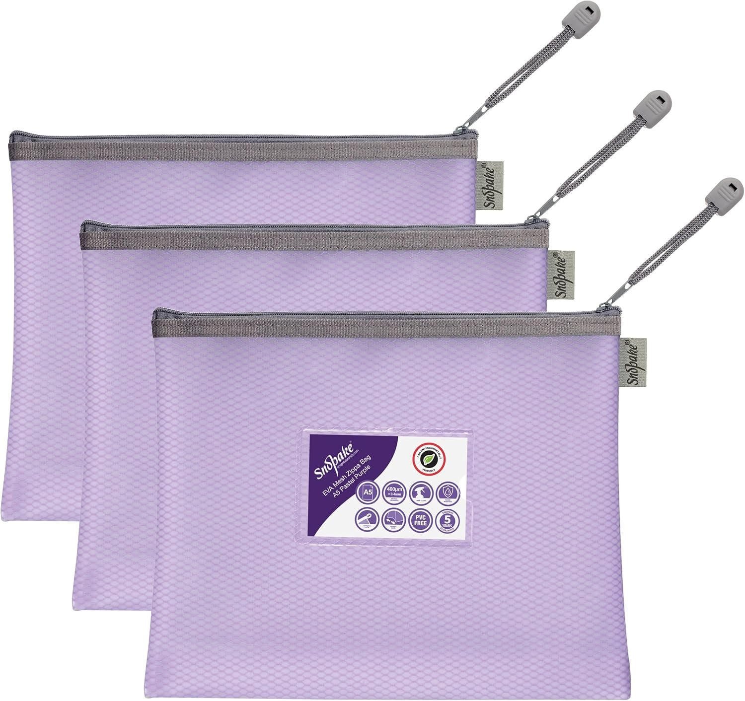 fus_977412 Snopake EVA Pastel Mesh HC A5 Zippa Bag - Purple- 3 Bags - Image 1